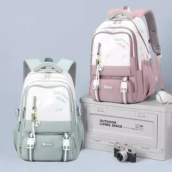 Весенне-летний новый простой повседневный школьный рюкзак большой вместимости, Оксфордский износостойкий рюкзак для школьников младших классов, милый, сладкий, легкий рюкзак для книг чёрный