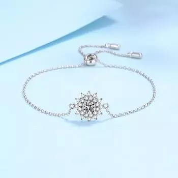 Весенне-летний новый стильный браслет из стерлингового серебра S925 с муассанитом и подсолнухом, женский регулируемый универсальный браслет с регулируемым темпераментом zircon