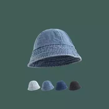 Весенне-летний отдел смайлик милый маленький свежий студент универсальный солнцезащитный козырек джинсовая синяя панама женская M56-58cm чёрный