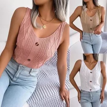 Весенне-летний повседневный отпускной свитер с v-образным вырезом и застежкой на пуговицы S белый