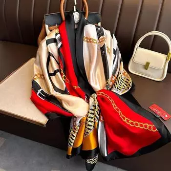 Весенне-летний шарф Женский роскошный дизайнерский шарф Шелковистый гладкий шарф Мягкая мусульманская повязка на голову Шаль Длинное пляжное полотенце 90x180см 90X180cm