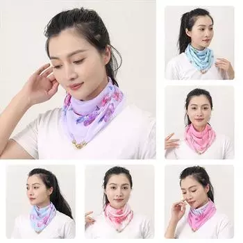 Весенне-летний шелковый шарф, шифоновый квадратный шарф, маленький золотой шарик, ленивый шарф с магнитной застежкой, новый