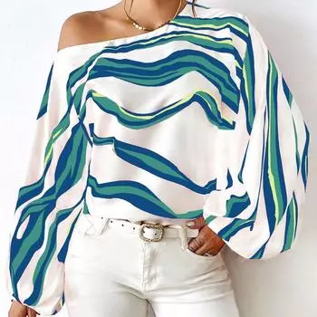 Весенне-летний темперамент с открытыми плечами, однотонный воротник, принт на плече, свободная женская рубашка, футболка женская S красный