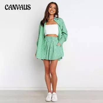 Весенне-летний темпераментный пригородный модный женский полосатый длинный рукав разрез повседневные брюки костюм S чёрный