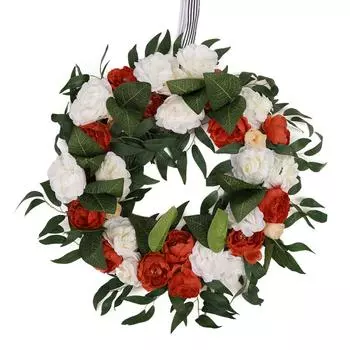 Весенне-летний венок из пионов, венок из искусственных цветущих цветов, настенный декор фермерского дома, праздничный декор, романтический венок для входной двери