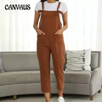 Весенне-летний женский комбинезон большого размера, женский литературный хлопковый льняной комбинезон на бретелях, повседневный комбинезон S хаки