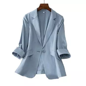 Весенне-летний женский пиджак с рукавами три четверти и зубчатыми карманами, офисное женское женское пальто, модное тонкое женское пальто и куртка XXL белый