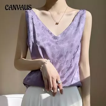 Весенне-летний женский шелковый камзол с v-образным вырезом, однотонный жилет с коротким низом и принтом, топы S