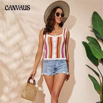 Весенне-летний женский жилет с вышивкой, цветная трикотажная рубашка, модный свободный топ с бретельками большого размера, майка, женский жилет