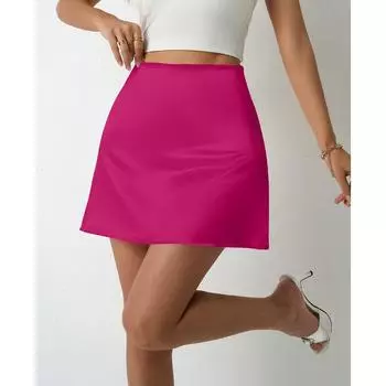 Весенне-летняя атласная юбка-полуюбка Женские юбки А-силуэта Короткие юбки с высокой талией XS розы красного