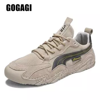 Весенне-летняя дышащая мужская повседневная обувь, новинка 2022, замшевые сетчатые мягкие удобные мужские кроссовки на шнуровке, большие размеры 39-47