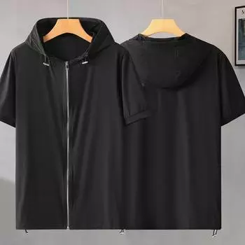 Весенне-летняя футболка из мягкого ледяного шелка, мужская футболка с большим коротким рукавом, быстросохнущая рубашка с капюшоном, тонкая футболка больших размеров, большие размеры 9XL