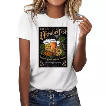 Весенне-летняя футболка с круглым вырезом и цветочным принтом, повседневные женские свободные топы S