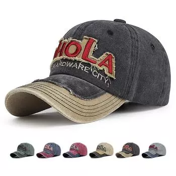 Весенне-летняя хлопковая бейсболка для мужчин с буквенным принтом и женской вышитой шляпой от солнца серый