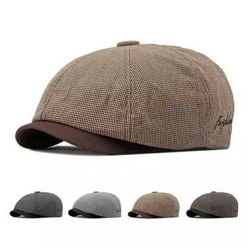 Весенне-летняя клетчатая кепка газетчика, восьмиугольная шляпа для мужчин, винтажные береты, кепка Гэтсби, плоская шляпа плюща, четыре сезона кофейный