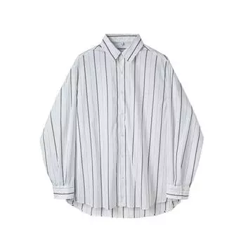 Весенне-летняя контрастная полосатая рубашка с лацканами, мужская ретро свободная повседневная рубашка-кардиган XXL белый