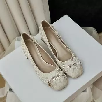 Весенне-летняя мода, новые однотонные сексуальные женские повседневные сандалии с квадратным носком, расшитые кристаллами и бисером, удобные туфли на высоком каблуке 35