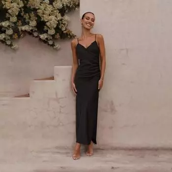 Весенне-летняя мода сексуальное платье без рукавов с разрезом на подтяжках для женщин S коричневый