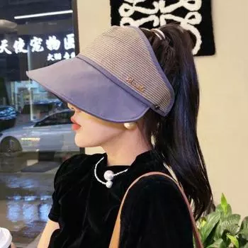 Весенне-летняя модная шляпа-ведро с большими карнизами, пустым верхом, универсальная шляпа от солнца для лица, маленькая женская шляпа с козырьком от солнца чёрный