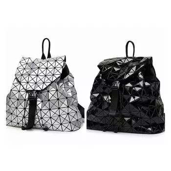 Весенне-летняя модная женская сумка на плечо, светящаяся матовая сумка, геометрический ромбический складной рюкзак из искусственной кожи None золотистый