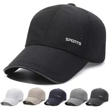 Весенне-летняя мужская быстросохнущая шляпа, солнцезащитный козырек, солнцезащитная шляпа с надписью, тонкая сетка, дышащая кепка тёмно-синий