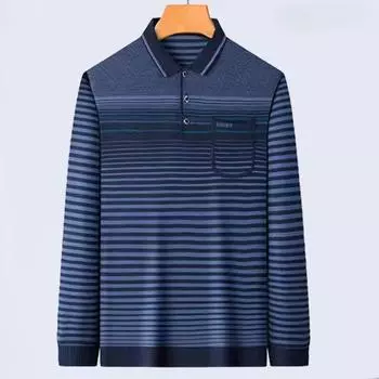 Весенне-летняя мужская футболка с длинными рукавами и карманом для пап среднего возраста, повседневная тонкая рубашка-поло с длинными рукавами XXXXL