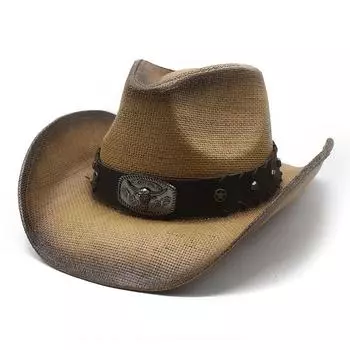 Весенне-летняя мужская и женская ковбойская шляпа от солнца в ковбойском стиле, европейская и американская соломенная шляпа с загнутыми краями, шляпа-распылитель для отдыха на природе, шляпа от солнца M56-58cm
