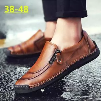 Весенне-летняя мужская обувь большого размера, обувь ручной работы, мужская дышащая повседневная обувь из искусственной кожи в горошек 38 чёрный