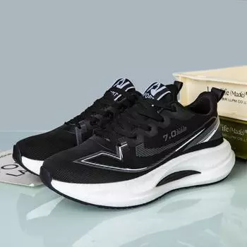 Весенне-летняя мужская обувь для пары, спортивная обувь, повседневная обувь для бега, дорожная обувь, усиленная толстая подошва, легкая сетка, настоящая взрывоопасная обувь 36