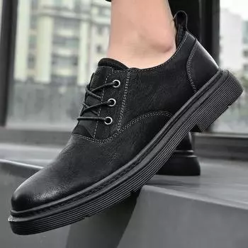 Весенне-летняя мужская обувь, повседневная обувь больших размеров, британский стиль, модные кожаные туфли с большим носком, увеличивающие рост, обувь для мужчин на платформе 38 коричневый