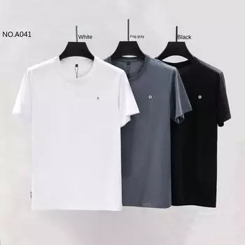 Весенне-летняя мужская одежда, мягкая шелковая мужская футболка с круглым вырезом и короткими рукавами M