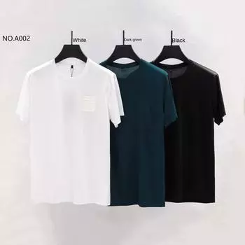 Весенне-летняя мужская одежда, шелковая мужская повседневная футболка с круглым вырезом и коротким рукавом M