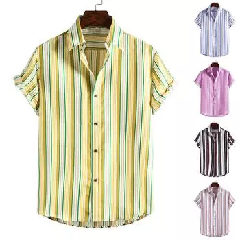 Весенне-летняя мужская пляжная рубашка Гавайская рубашка с короткими рукавами и цветочным узором XL красный