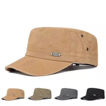 Весенне-летняя мужская шляпа с плоским верхом, солнцезащитная кепка армия зеленый