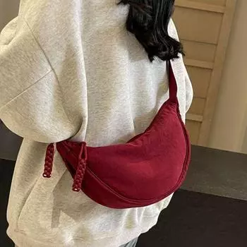 Весенне-летняя необычная нишевая бежевая сумка-пельмень Wine red