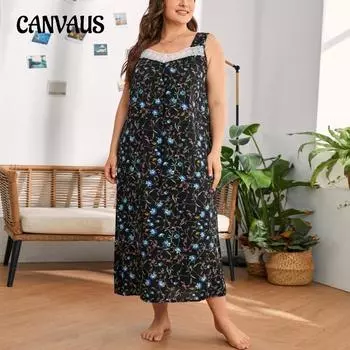 Весенне-летняя ночная рубашка большого размера, женская майка, ночная рубашка, свободная длинная кружевная длинная юбка с принтом и принтом