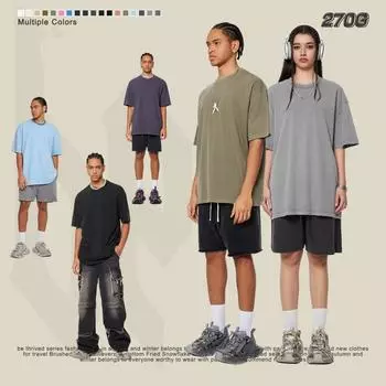 Весенне-летняя новая футболка из чистого хлопка 270 г, винтажная модная брендовая молодежная свободная футболка для влюбленных XS белый