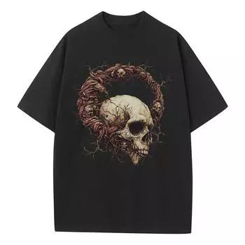 Весенне-летняя новая хлопковая футболка свободного кроя, графическая футболка в стиле Хэллоуин, зомби, с венами, ретро, унисекс, топ-футболка S