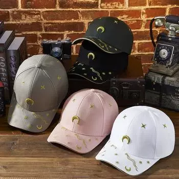 Весенне-летняя новая индивидуальная бейсболка с луной и звездами и вышивкой для гольфа, мужская и женская бейсболка с язычком от солнца на открытом воздухе чёрный