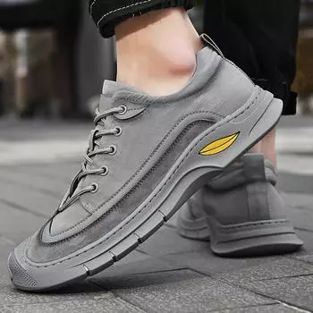 Весенне-летняя новая мужская обувь из натуральной кожи, модная универсальная спортивная повседневная обувь, тонкие дышащие уличные альпинистские ботинки 38 чёрный