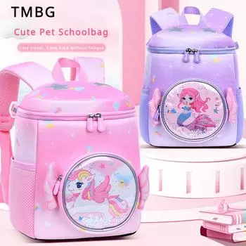 Весенне-летняя новая неопреновая детская сумка-книга с милым рисунком Русалки Единорога для детского сада, школьные сумки для девочек 1-3-6 лет, детский мини-рюкзак-ведро L