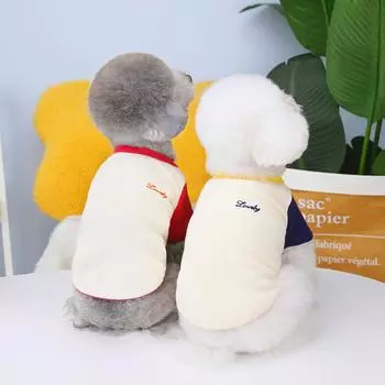 Весенне-летняя новая одежда для домашних животных, одежда для домашних животных, Тедди, домашняя одежда, футболка с короткими рукавами, одежда для собак S темно-синий