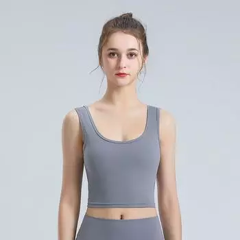 Весенне-летняя новая одежда для йоги, топы, спортивное нижнее белье, женский противоударный жилет для бега, собранный жилет, красивый бюстгальтер на спине для фитнеса S красный