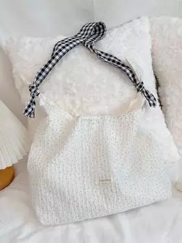 Весенне-летняя новая сумка через плечо с принтом в горошек, женская простая универсальная холщовая сумка, вместительная сумка для поездок на работу