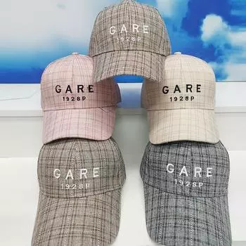 Весенне-летняя новая женская бейсболка в клетку с вышитыми буквами, солнцезащитный козырек для путешествий и отдыха Adjustable