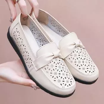 Весенне-летняя обувь для женщин среднего и пожилого возраста с дышащими вставками. Удобная нескользящая обувь на плоской подошве для мам. 35