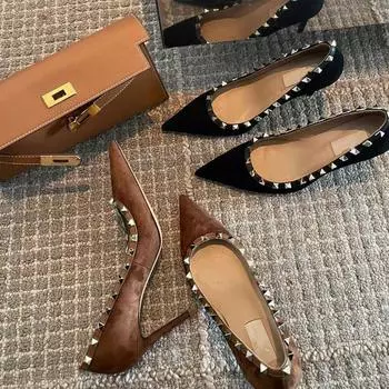 Весенне-летняя обувь. Женские одинарные туфли на высоком остром каблуке высокого качества Joker. 35 чёрный