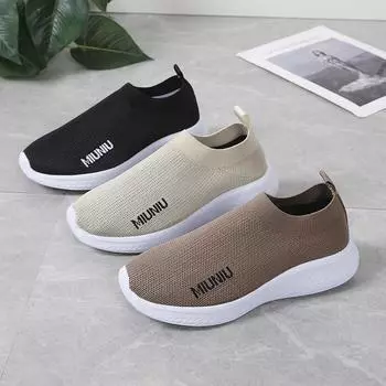 Весенне-летняя обувь. Женские тканевые туфли на резинке. Спортивная обувь для отдыха на мягкой подошве и нескользящая обувь для беременных и мам. 35 чёрный