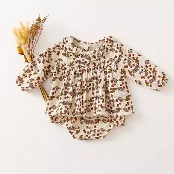 Весенне-летняя одежда для малышей, хлопковый комбинезон с длинными рукавами, одежда для новорожденных с цветочным рисунком 66