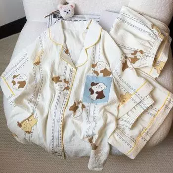 Весенне-летняя пижама из трех предметов для дома, одежда для отдыха, хлопковая пижама для девочек, которую можно носить на улице, с короткими рукавами, одежда для отдыха M